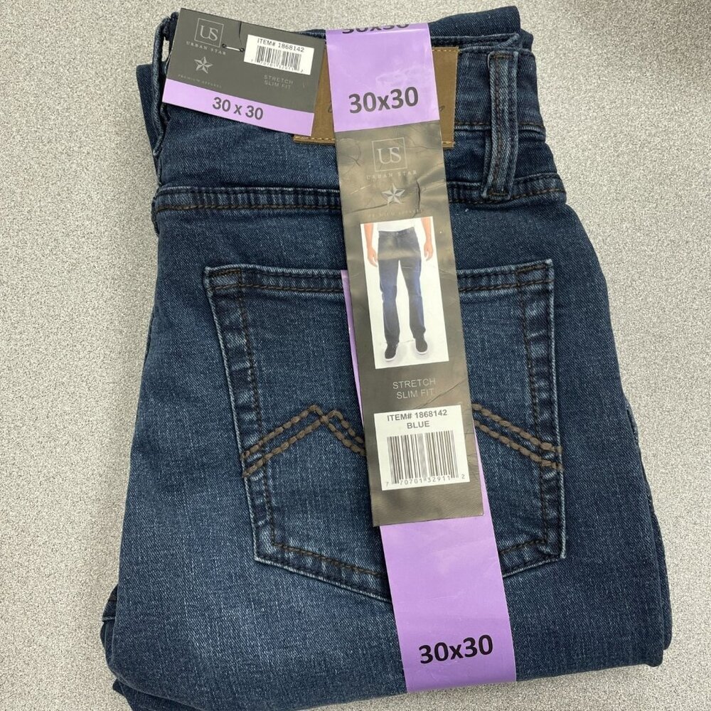 Urban Star Men's 30x30 Stretch Slim Fit Jeans Blue Denim N0248 — image 6 of 8